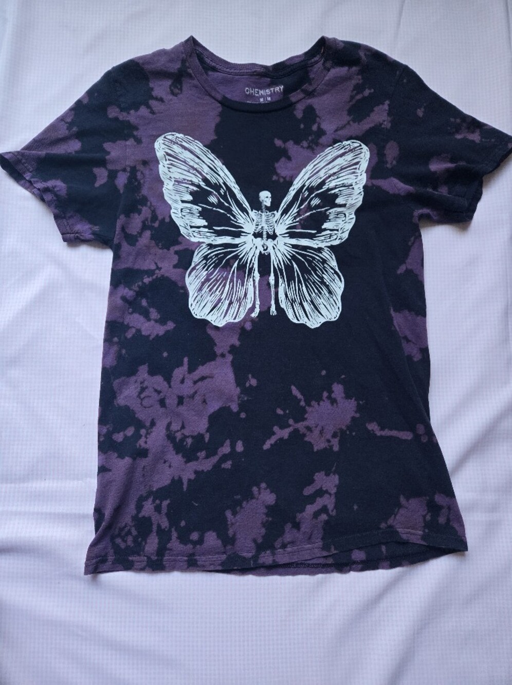 Chemistry Skeleton Butterfly Tie Dye Graphic T-Shirt Size M